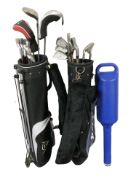 Two Dunlop golf bags containing irons and drivers including Ben Sayers.