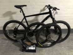 A Carrera Vengeance 27.5 bike, two spare tires, mud guards, pump, etc, frame 22