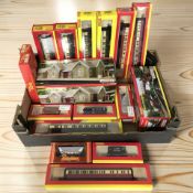 Hornby and Tri-Ang OO gauge rolling stock and model railway buildings.
