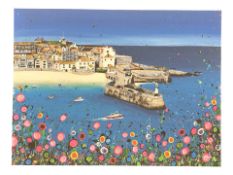 After Jo Gough : St Ives Harbour, Cornwall, canvas print, 80 cm x 59 cm.