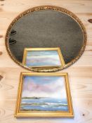 An oval gilt mirror, width 80 cm,
