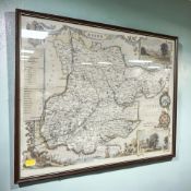 A reproduction map of Essex, framed and glazed, overall 42 cm x 51 cm.