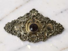 A silver and amethyst brooch, stamped Sterling 925,