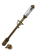 A lacquered brass ship's barometer with gimble,