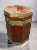 A brass mounted mahogany octagonal box / cellaret in the Georgian style, height 51 cm.