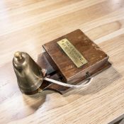 A vintage railway train arrival signal bell, length 23 cm.