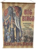 A canvas vintage-style advertising print : 'Big Bingo, Ringling Brothers', 101 cm x 145 cm.