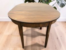 A George III mahogany D-End extending dining table, with leaf, overall 176 cm x 120 cm x 72 cm.