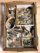 A collection of costume jewellery including various glass bead necklaces, simulated pearls,