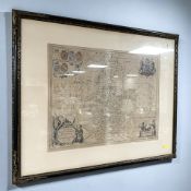 An 18th century hand coloured and engraved map of Nottinghamshire, 380 mm x 480 mm,