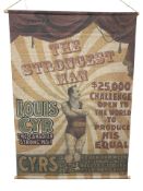A canvas vintage-style advertising print : 'The Strongest Man', 101 cm x 145 cm.
