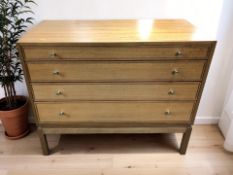 A 20th century teak four drawer chest, 89 cm x 44 cm x 75 cm.