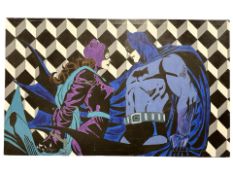 Contemporary School : Batman and Batwoman, oil on canvas, 180 cm x 109 cm.