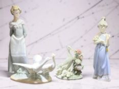 A Lladro figure of a girl with a bouquet of flowers, No.