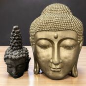 A large contemporary gilt composition Buddha head,