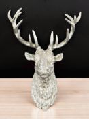 A contemporary silvered composition stag's head wall mount, height 85 cm.
