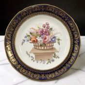 A Rare Swansea plate from the famed Lysaght Service, circa 1820, the circular plate with lobed rim,