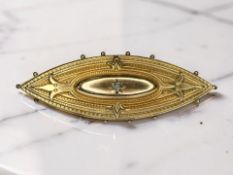 A 9ct gold diamond bar brooch, width 4.5cm CONDITION REPORT: 2.