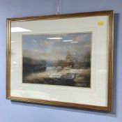 Robert Turnbull : View along a river, colour chalks,