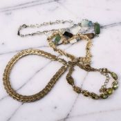 A gold plated Fiorelli costume bracelet set with faceted stones,