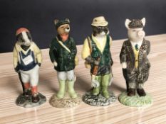 Four Beswick figures comprising 'Hiker Badger', 'Gentleman Pig',