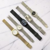 Five gentleman's wrist watches, all with straps : Three examples by Skagen and two by Terner.