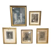 A continental colour print depicting children warming themselves by a fire, 36 cm x 50 cm,