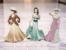 Three Coalport Ladies of Fashion figures : Silken Lady,