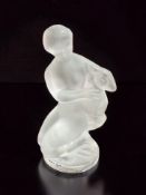 A Lalique frosted glass figure of Diana the Huntress with a Fawn, height 11.5 cm.