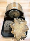 An oak Art Deco eight day mantel clock retailed by Northern Goldsmiths, Newcastle Upon Tyne,