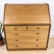 A teak fall front bureau, 92 cm x 45 cm x 103 cm.