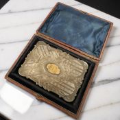 A Victorian silver calling card case, Birmingham 1850, length 10cm, in a fitted case.
