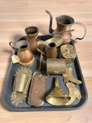 Collection of antique brass and copper wares.