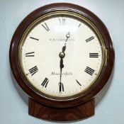 A 19th century mahogany wall timepiece with single fusee movement,