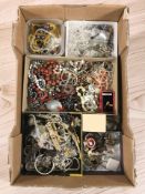A collection of costume jewellery including various glass bead necklaces, simulated pearls, bangles,