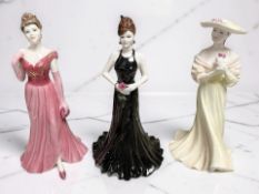 Three Coalport Ladies of Fashion figures : Stunning in Black,
