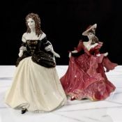 Two Coalport Literary Heroines porcelain figures : 'Moll', No. 1859 of 2500, and 'Scarlet', No.
