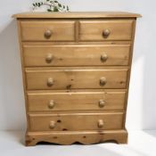 A 20th century pine six drawer chest, 88 cm x 46 cm x 109 cm.