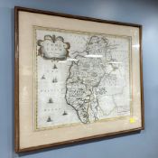 Morden (Robert) : Map of Cumberland, 1695, engraving with hand colouring, 360 mm x 420 mm,