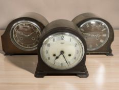A Smiths Enfield Bakelite mantel clock, height 20 cm, and two further Art Deco clocks.