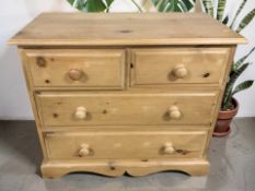 A 20th century pine four drawer chest, 85 cm x 45 cm x 74 cm.