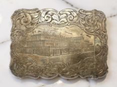 A Victorian silver 'Castle Top' calling card case, Cronin & Wheeler, Birmingham 1850,