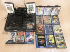 A SEGA Mega Drive II 16-bit games console, with original box, various video games, controllers, etc.