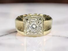 A 14ct gold solitaire diamond ring, the brilliant-cut stone weighing approximately 0.
