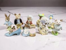 Nine Beswick Beatrix Potter figurines.