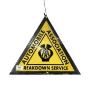 A reproduction automobile association enameled triangular sign, height 35 cm.