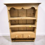A reproduction pine farmhouse kitchen spice rack, width 54 cm.