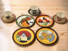 Four Wedgwood Bradford Exchange World of Clarice Cliff collector's plates : 'Orange House',