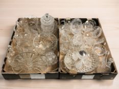 Assorted crystal and pressed glass items including grapefruit dishes, jugs, fruit bowls, etc.
