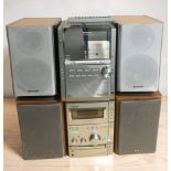 A Panasonic CD stereo system SA-PM28, with speakers, and a Sony micro hi-fi CMT-CPX1 with speakers.